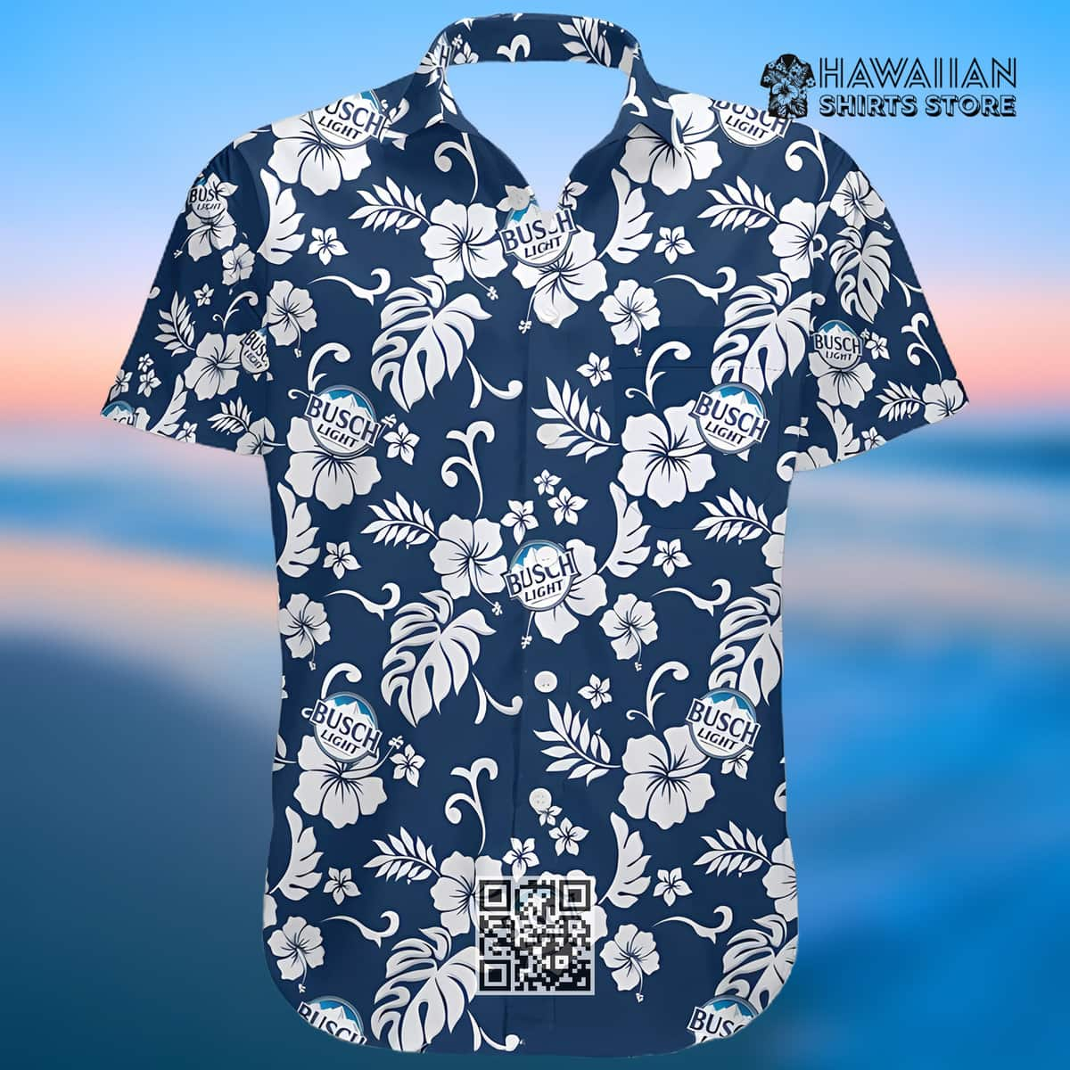 Busch Light Hawaiian Shirt White Hibiscus Gift For Beer Lovers