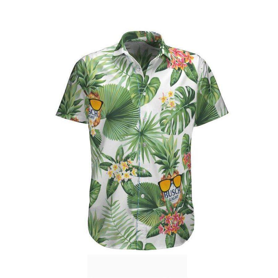 Busch Light Hawaiian Shirt Green Tropical Leaves Gift For Beer Lovers