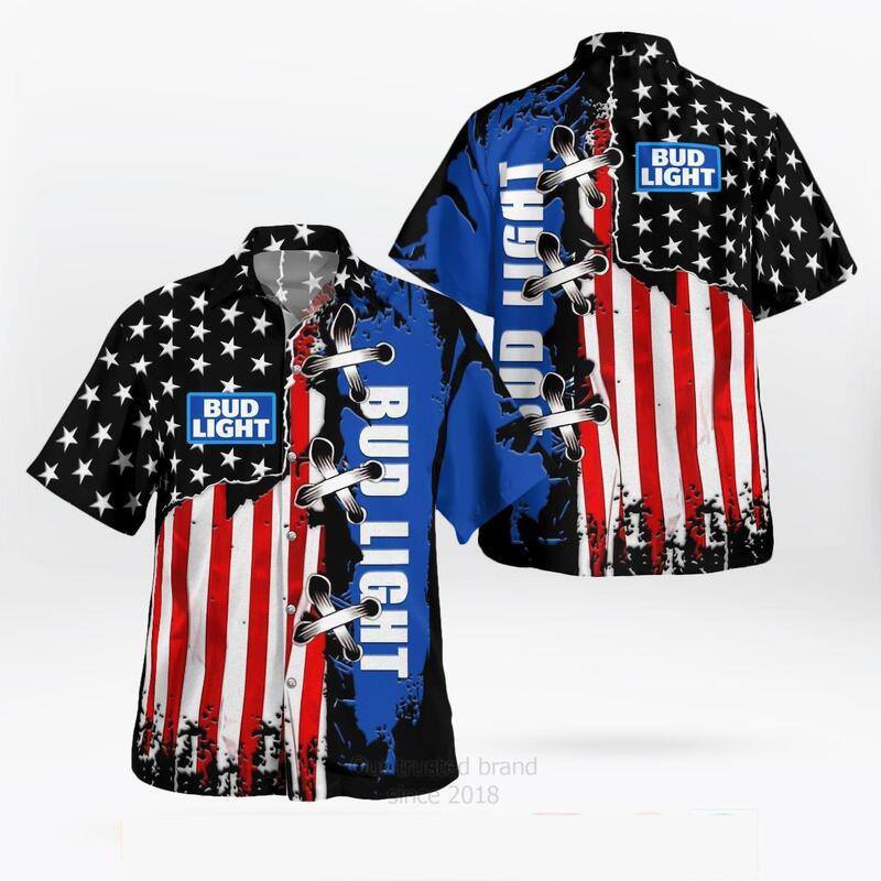 Bud Light Hawaiian Shirt US Flag Creative Gift For Beer Lovers