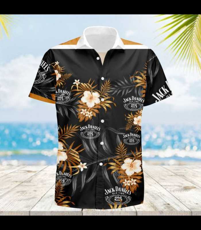 Jack Daniels Hawaiian Shirt Tropical Flora All Over Print