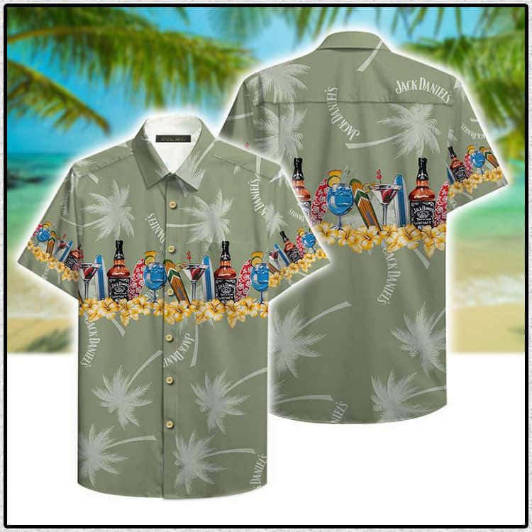 Jack Daniels Hawaiian Shirt Beach Wine Flora