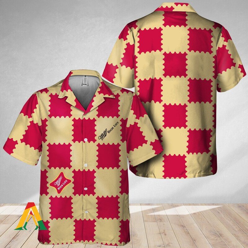 Gingham Miller High Life Hawaiian Shirt Gift For Beer Lovers