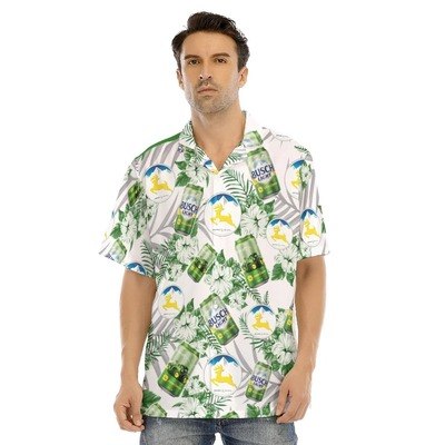 White Aloha Busch Light Hawaiian Shirt John Deere Beer