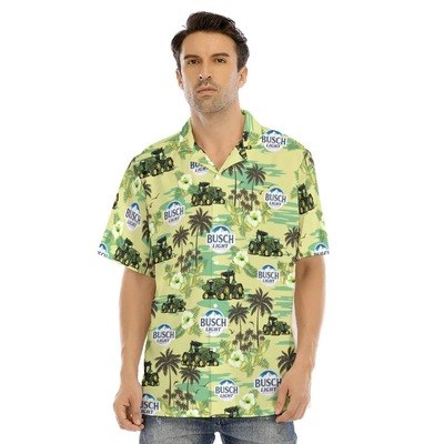 Busch Light Hawaiian Shirt Tractors Tropical Coconut Tree Flora For The Farmers