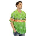 Colorful Hibicus Flowers With Busch Light John Deere Hawaiian Shirt