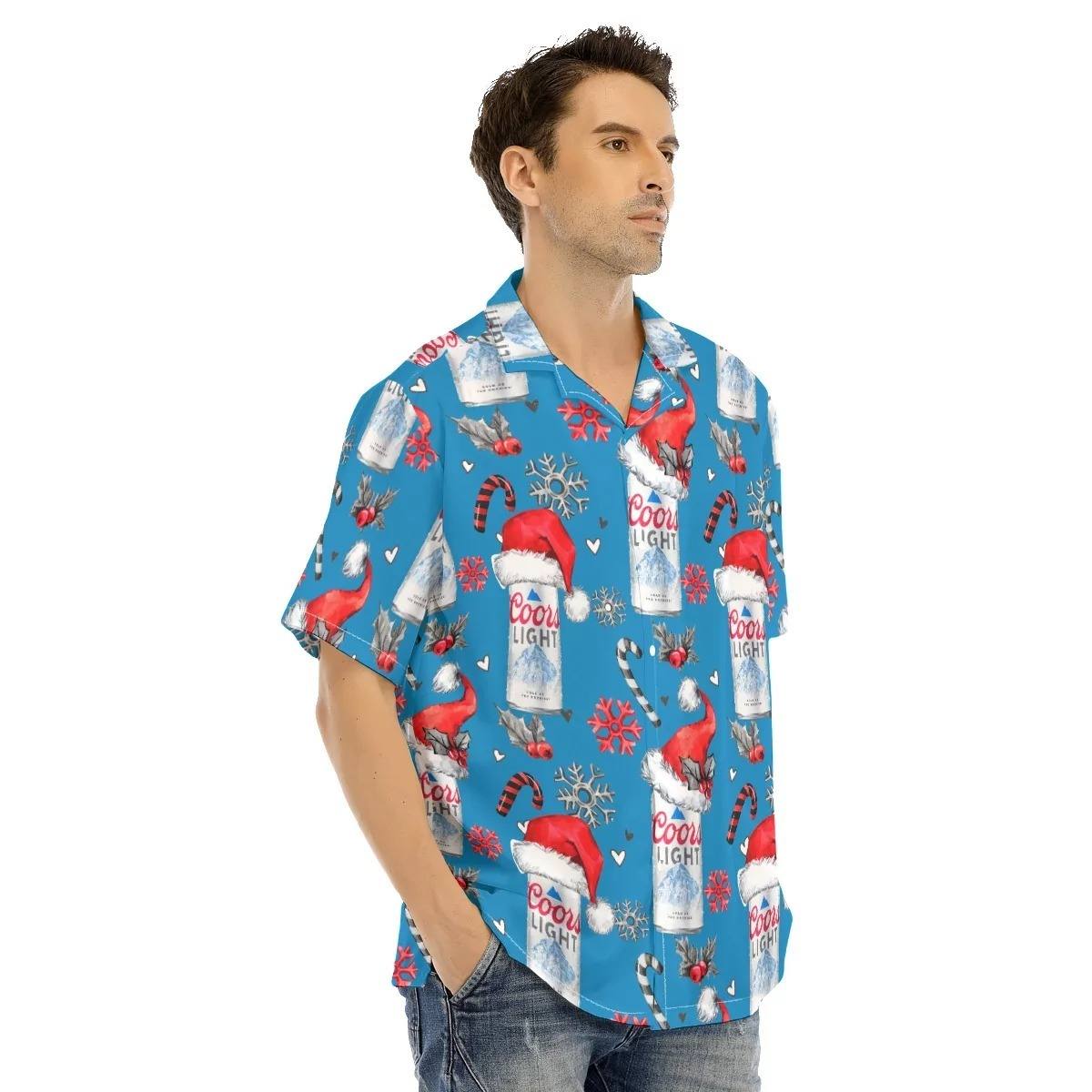 Santa Hats Coors Light Hawaiian Shirt Christmas Pattern Beer Lovers Gift Santa Hats Coors Light Hawaiian Shirt Christmas Pattern Beer Lovers Gift