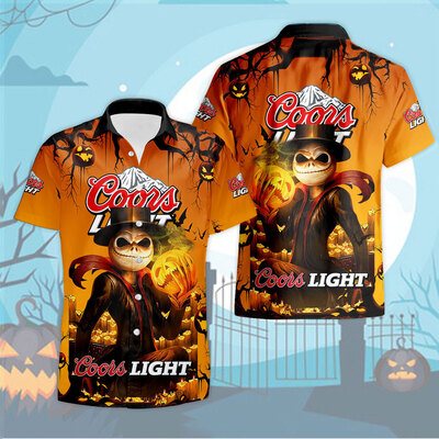 Halloween Jack Skellington Coors Light Beer Hawaiian Shirt Halloween Jack Skellington Coors Light Beer Hawaiian Shirt