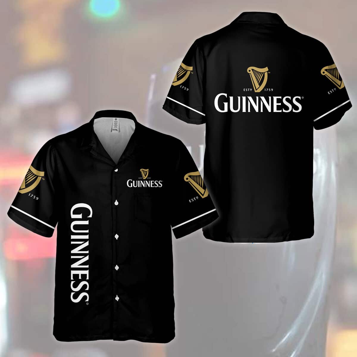 Black Guinness Hawaiian Shirt For Beer Lovers