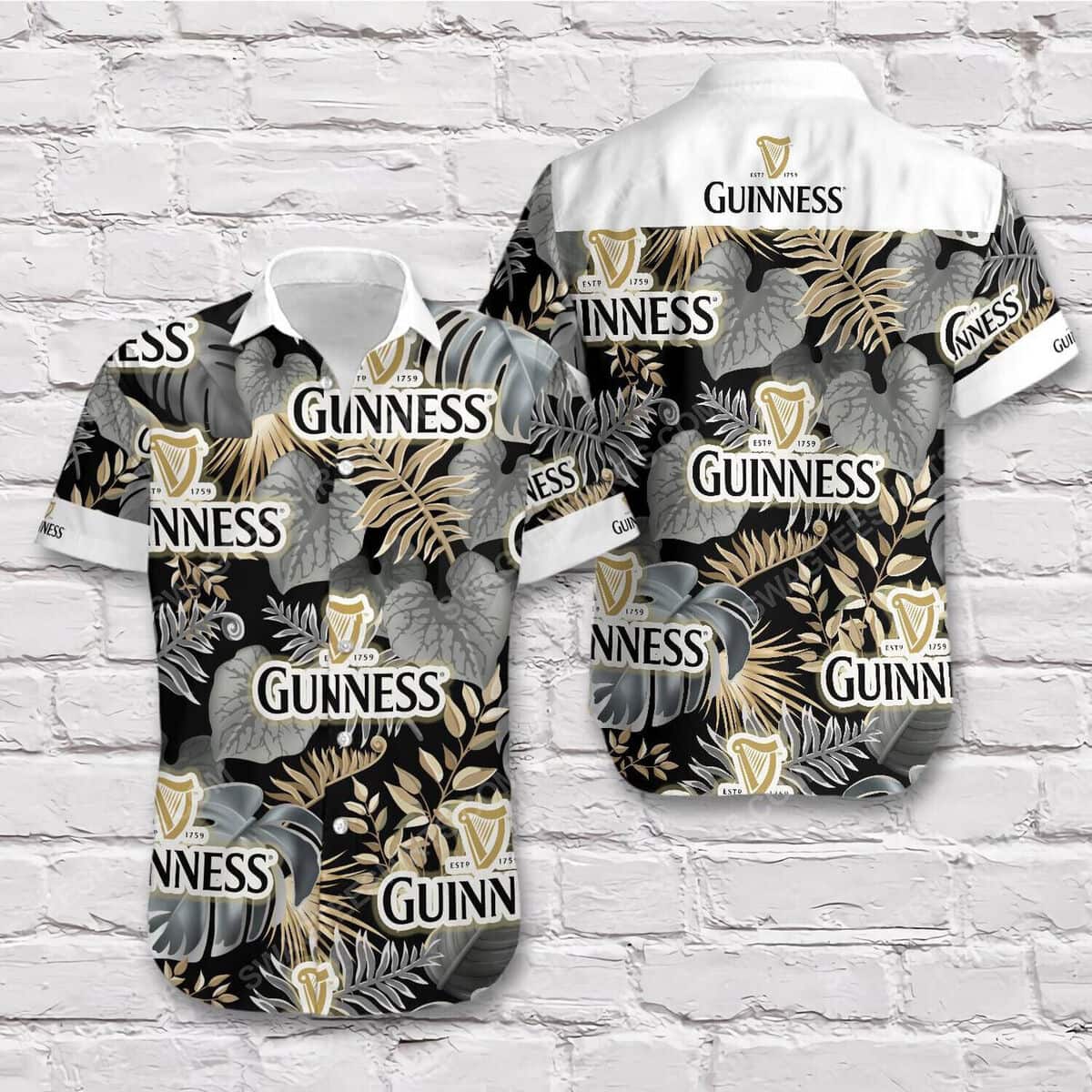 Guinness Hawaiian Shirt Tropical Leaves For Beer Drinkers
