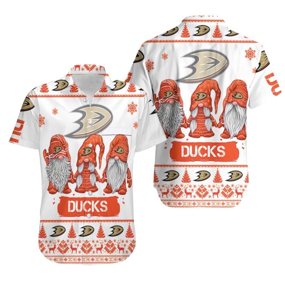 Gnomes Anaheim Ducks Hawaiian Shirt Christmas Gift For Hockey Fans