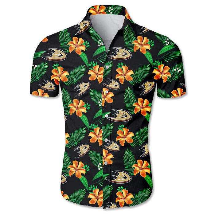 Anaheim Ducks Hawaiian Shirt Tropical Flora Gift For Hockey Lovers