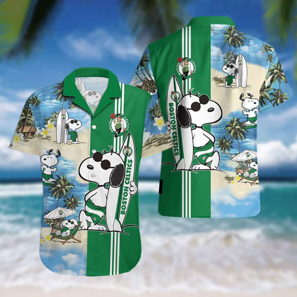 Funny Snoopy Boston Celtics Hawaiian Shirt Beach Lovers Gift