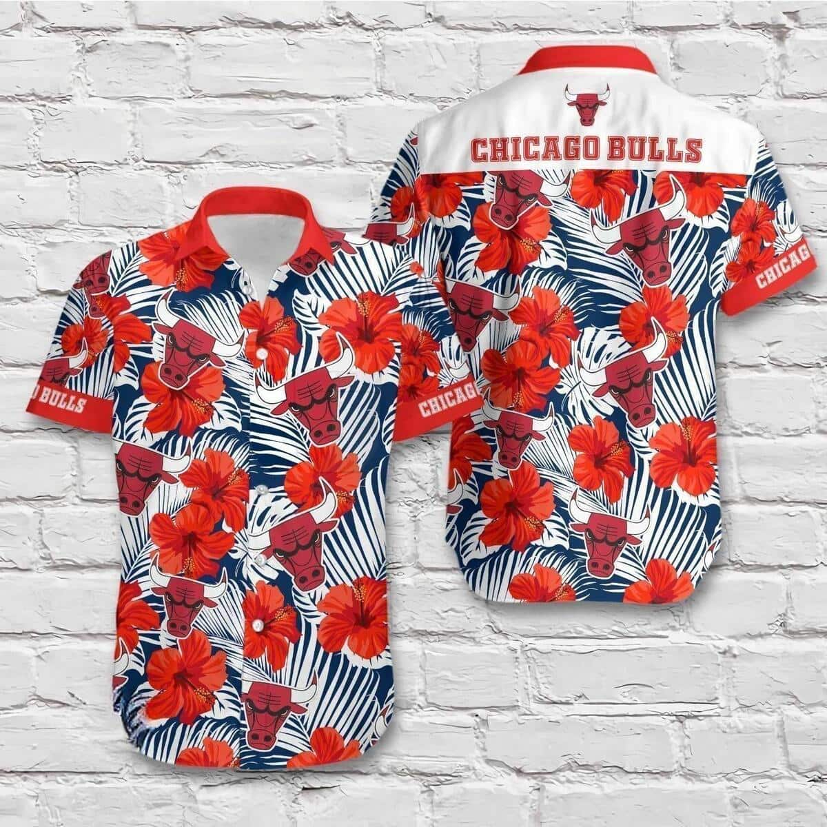 Chicago Bulls Hawaiian Shirt Red Hibiscus Flower Best Basketball Gift