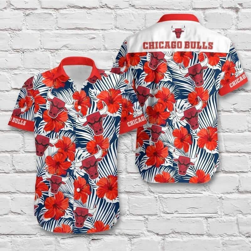 Chicago Bulls Hawaiian Shirt Red Hibiscus Flower Best Basketball Gift