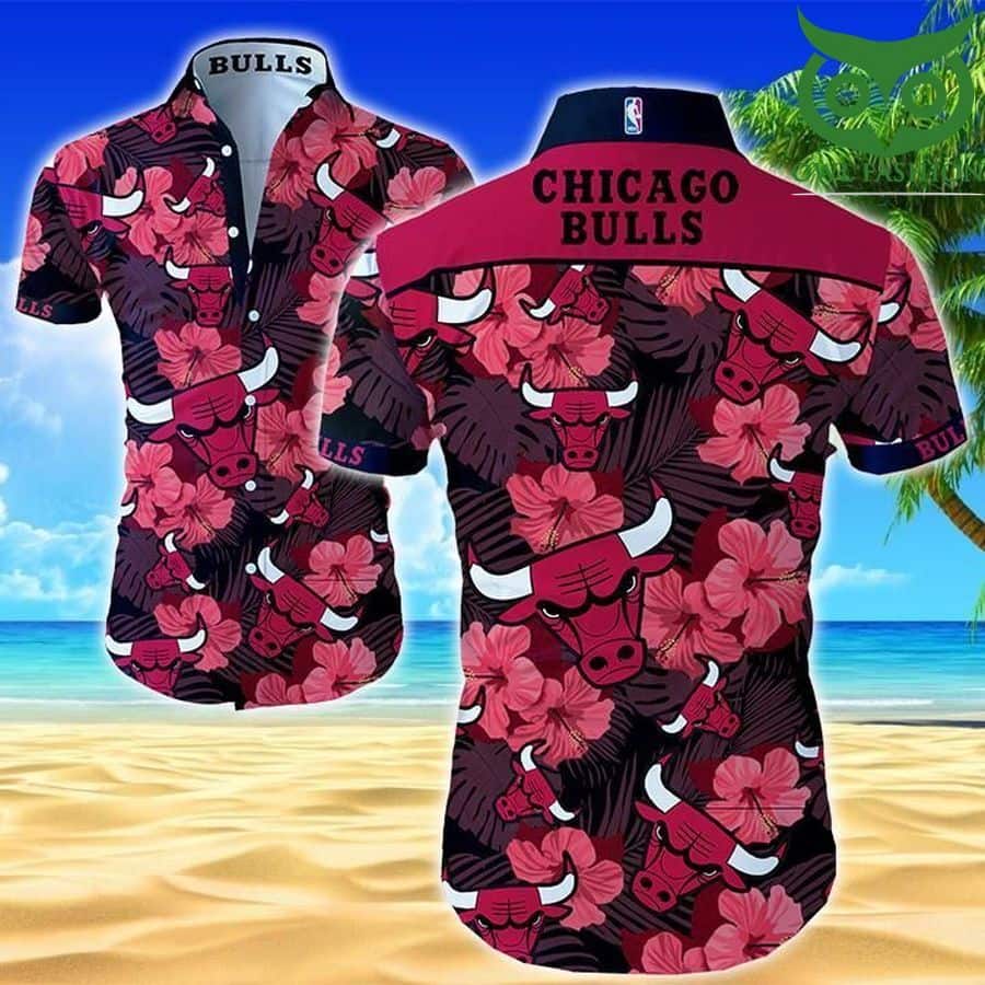 NBA Chicago Bulls Hawaiian Shirt Tropical Flora Beach Lovers Gift