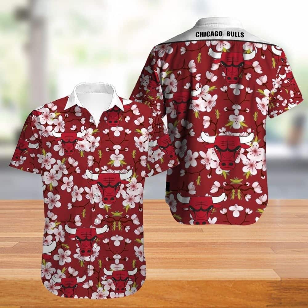 Chicago Bulls Hawaiian Shirt Red Tropical Flora Gift For Basketball Lovers