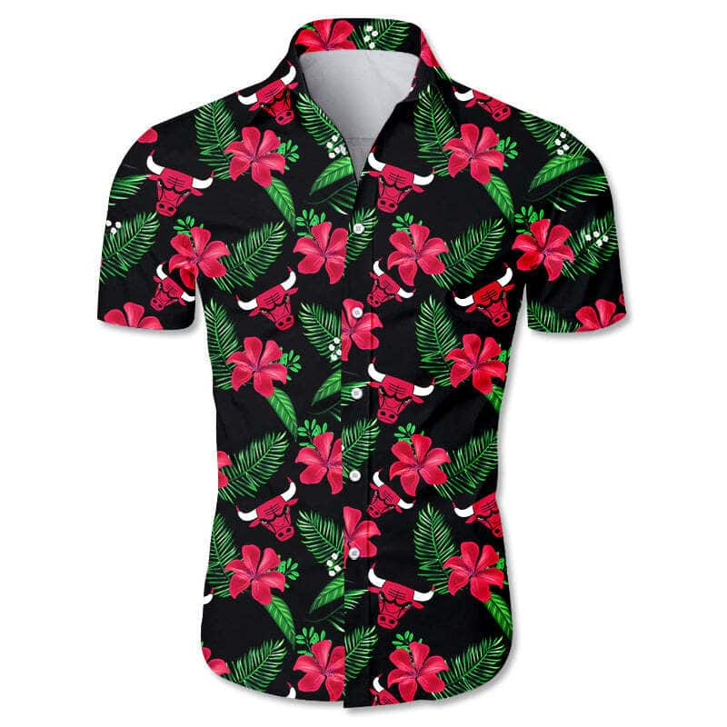 Hibiscus Flowers Chicago Bulls Logo Hawaiian Shirt