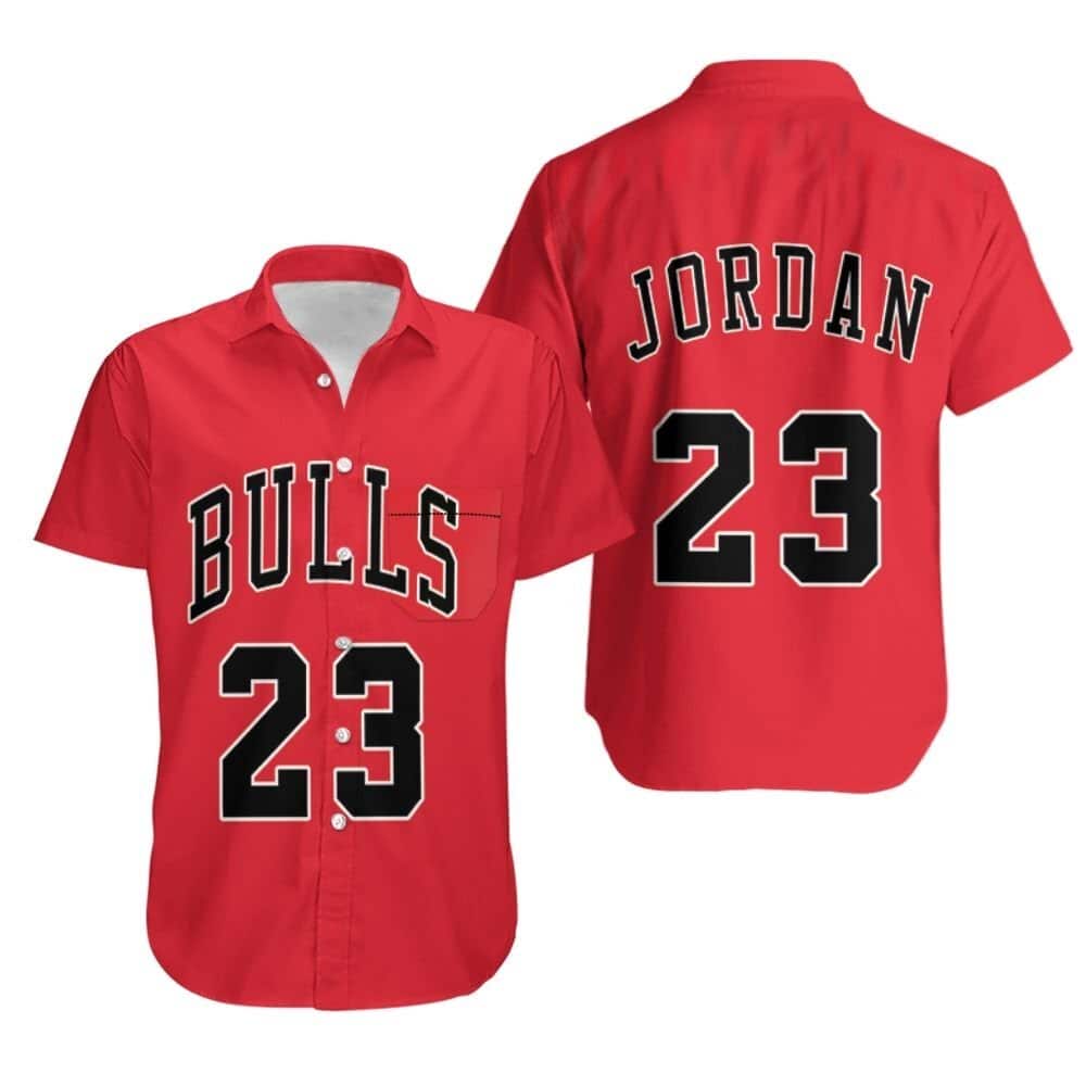 Red Chicago Bulls Hawaiian Shirt Michael Jordan Gift