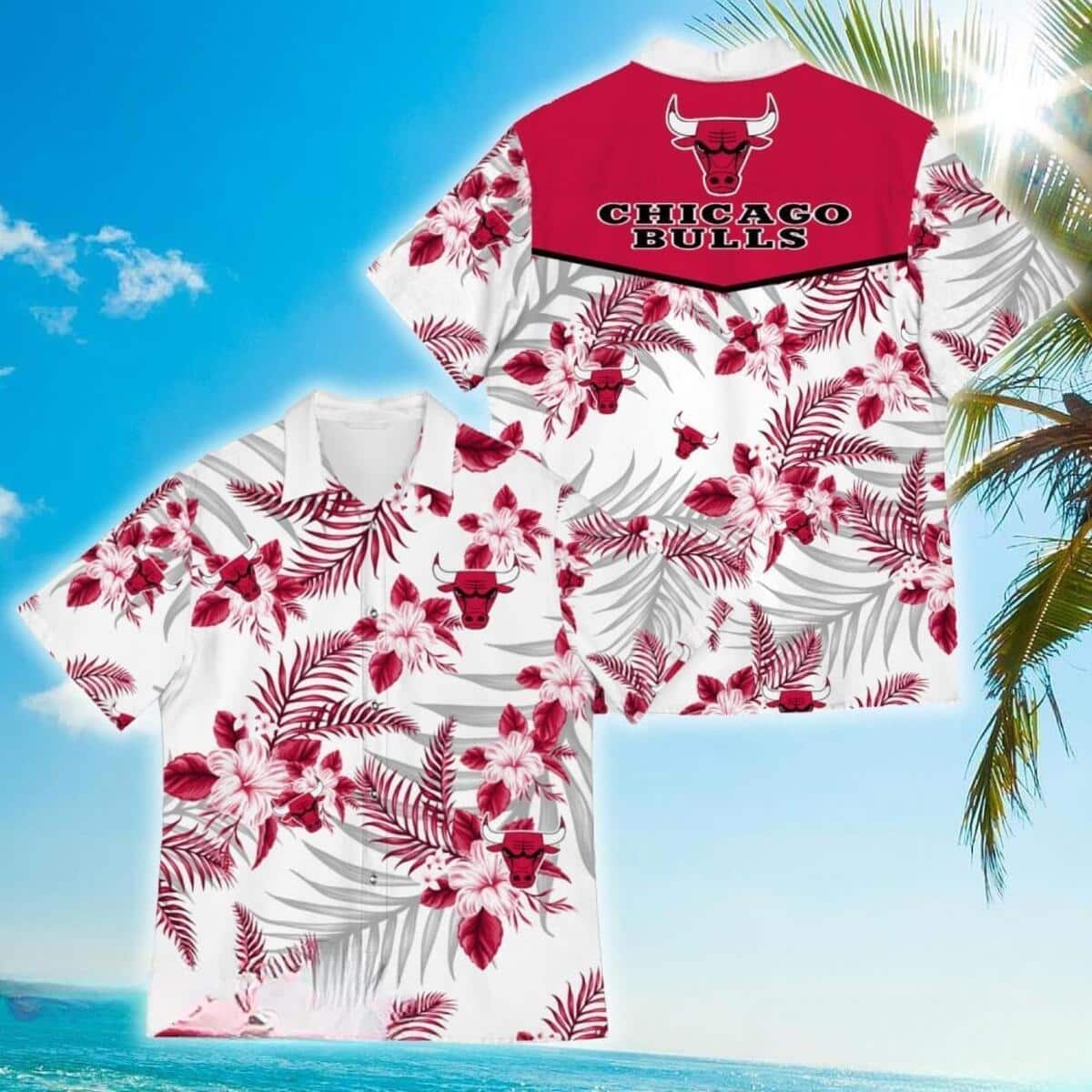 Chicago Bulls Hawaiian Shirt Tropical Flower Pattern
