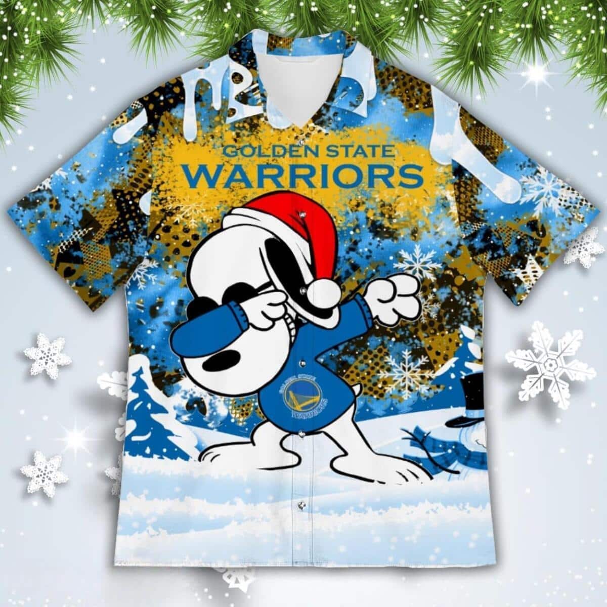 Golden State Warriors Hawaiian Shirt Cute Snoopy Dabbing The Peanuts