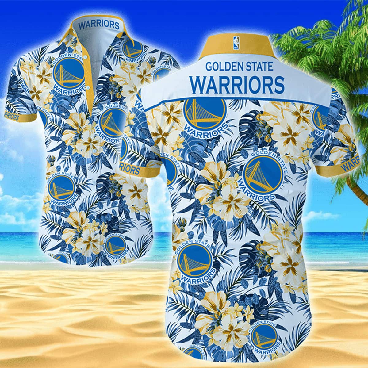 Golden State Warriors Hawaiian Shirt Tropical Flora Beach Vacation Gift