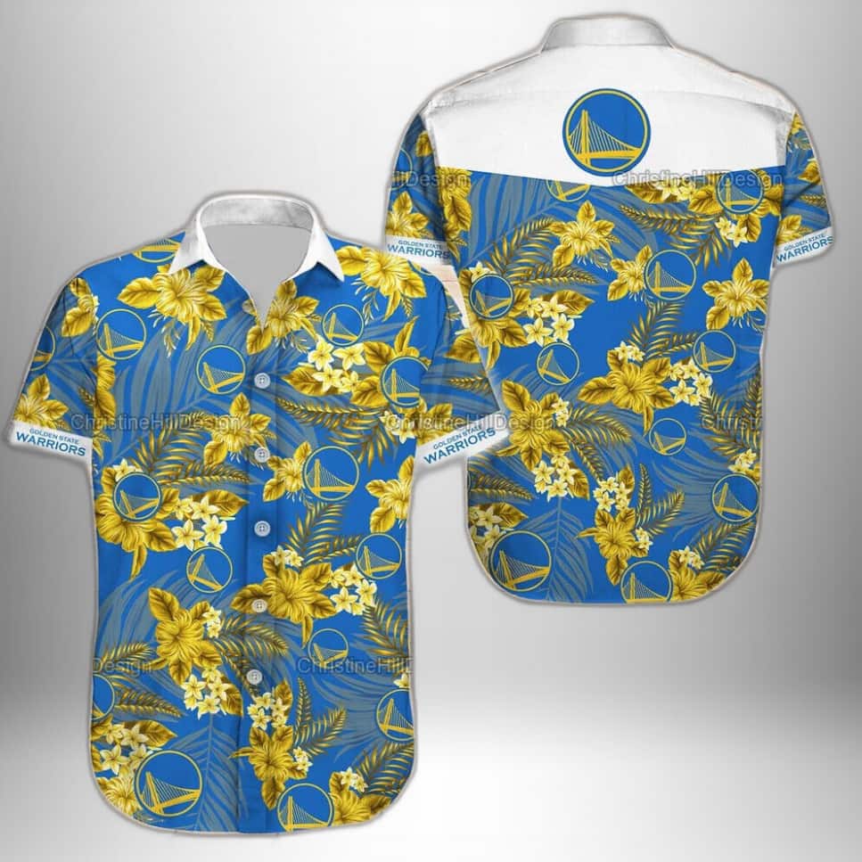 Golden State Warriors Hawaiian Shirt Tropical Flora Gift For NBA Fans
