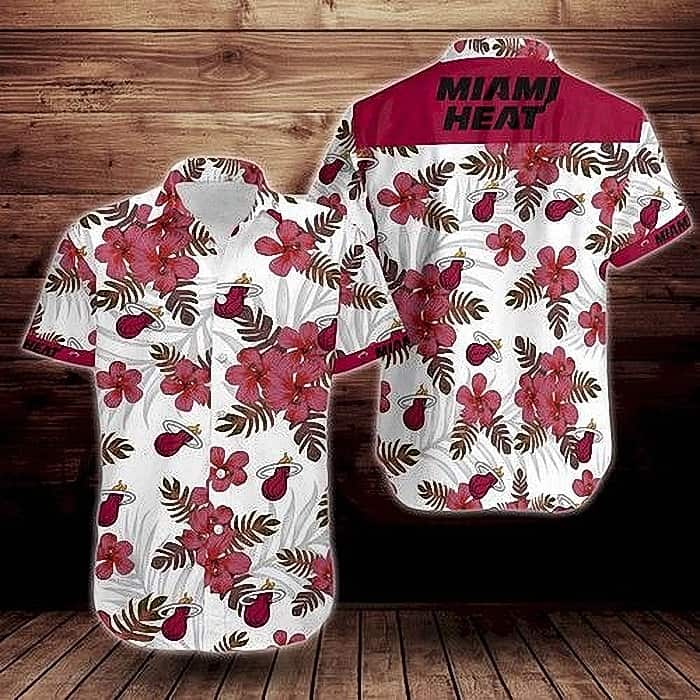 Miami Heat Hawaiian Shirt Red Hibiscus Flower All Over Print