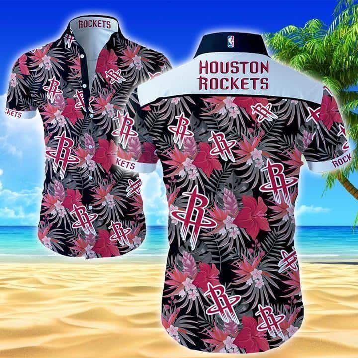 Houston Rockets Hawaiian Shirt Tropical Flora