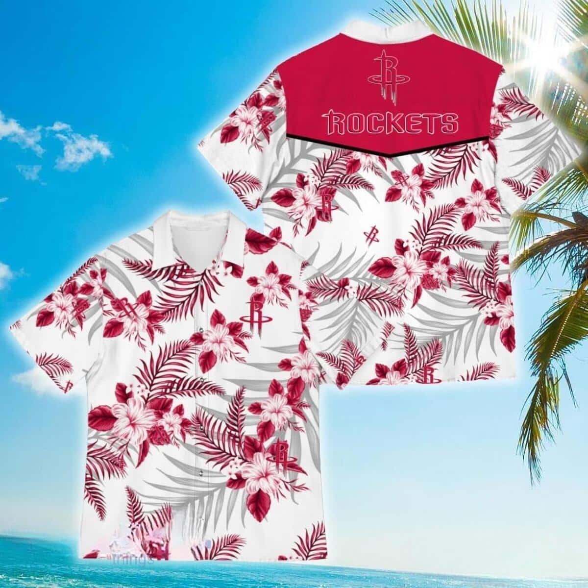 Houston Rockets Hawaiian Shirt Tropical Flower Pattern Gift For Beach Trip