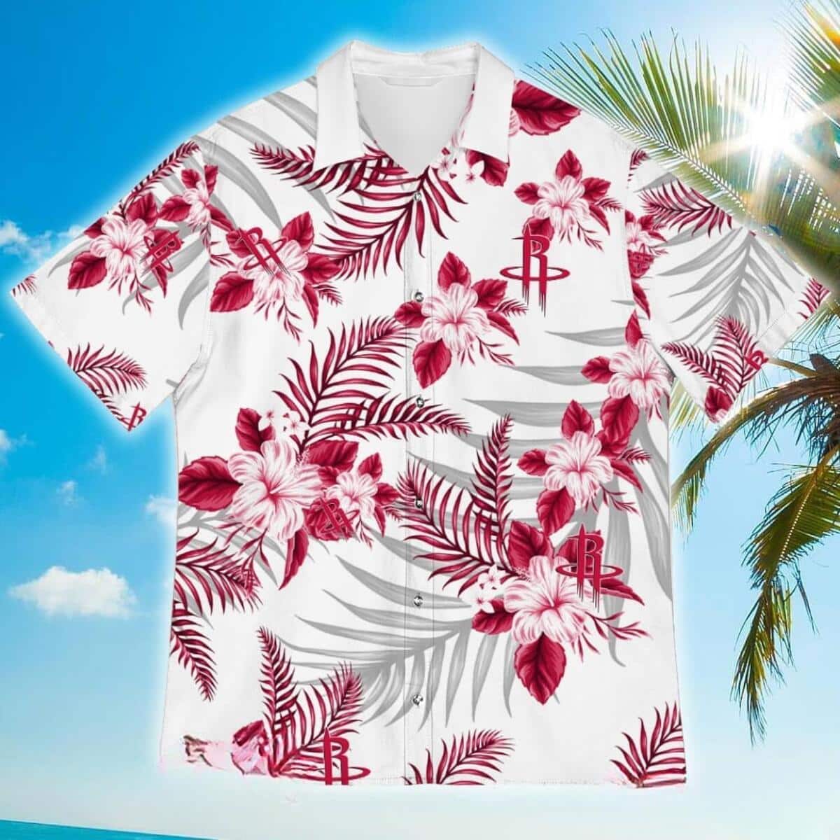 Houston Rockets Hawaiian Shirt Tropical Flower Pattern Gift For Beach Trip Houston Rockets Hawaiian Shirt Tropical Flower Pattern Gift For Beach Trip