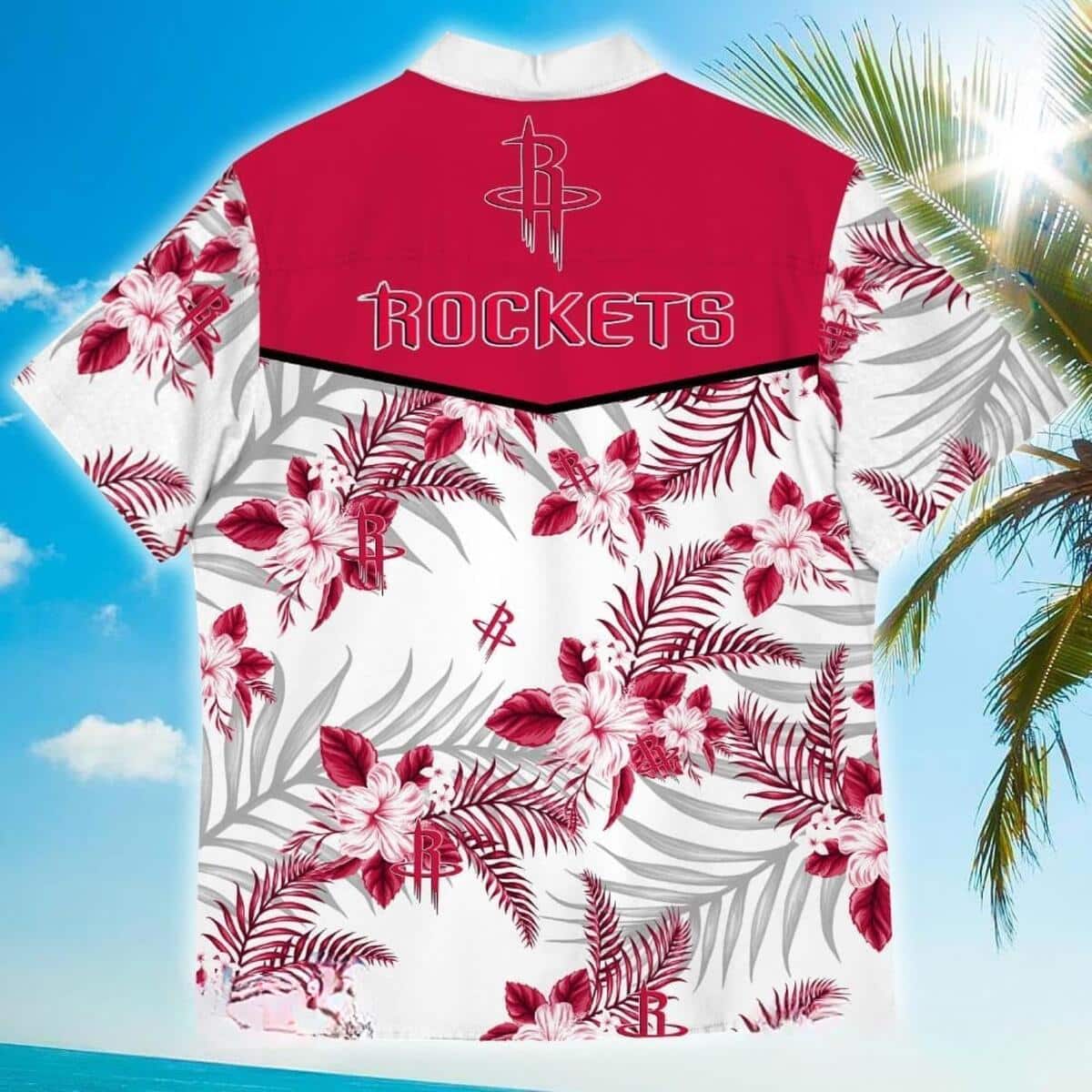 Houston Rockets Hawaiian Shirt Tropical Flower Pattern Gift For Beach Trip Houston Rockets Hawaiian Shirt Tropical Flower Pattern Gift For Beach Trip