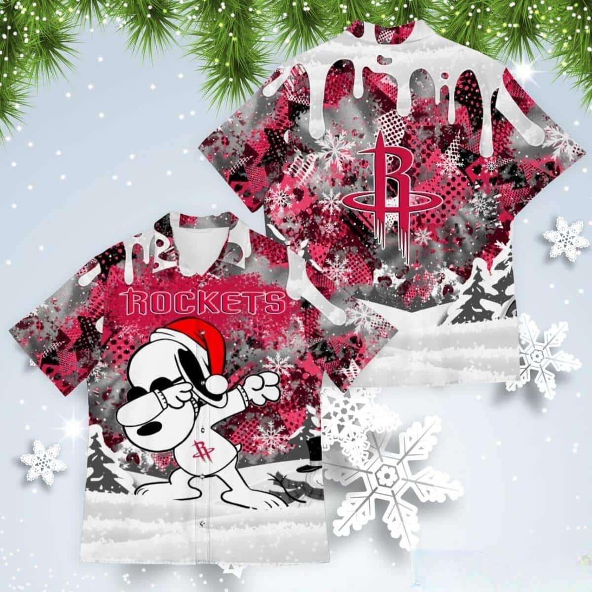 Funny Snoopy Christmas Pattern Houston Rockets Hawaiian Shirt