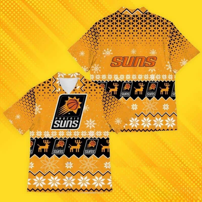Phoenix Suns Hawaiian Shirt Snowflake Pattern Christmas Gift For Basketball Lovers Phoenix Suns Hawaiian Shirt Snowflake Pattern Christmas Gift For Basketball Lovers