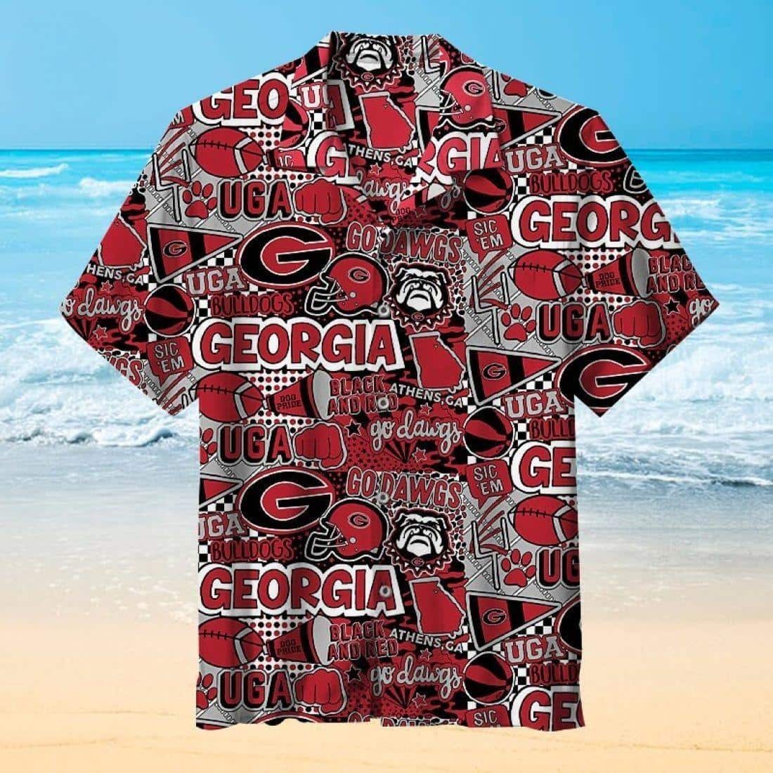 Georgia Bulldogs UGA Hawaiian Shirt Beach Gift For Football Coach