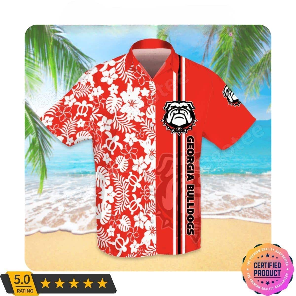 Georgia Bulldogs UGA Hawaiian Shirt Tropical Flora Beach Gift For Friend
