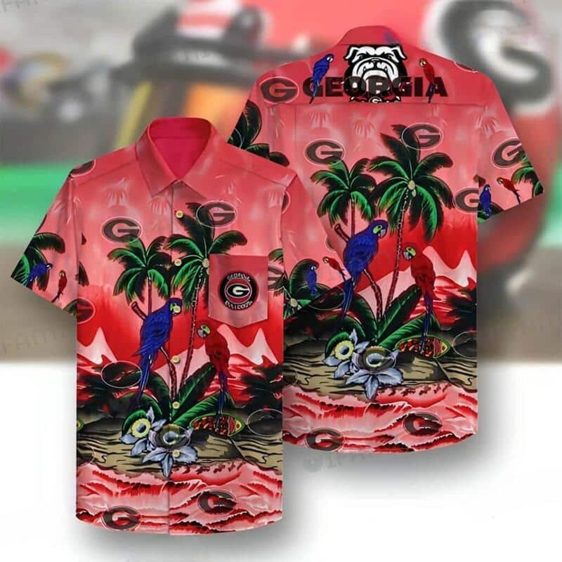 Summer Vibes Parrots Georgia Bulldogs UGA Hawaiian Shirt Summer Vibes Parrots Georgia Bulldogs UGA Hawaiian Shirt