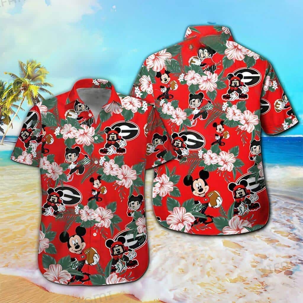 Mickey Mouse Georgia Bulldogs UGA Hawaiian Shirt Beach Gift For Disney Lovers