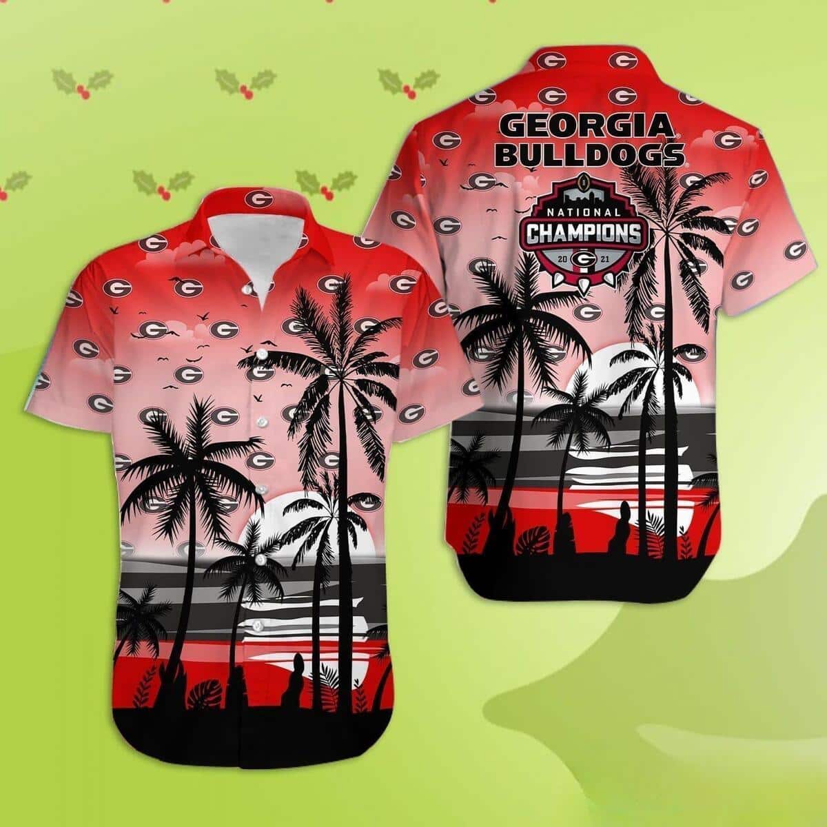 Georgia Bulldogs UGA Hawaiian Shirt Tropical Coconut Tree