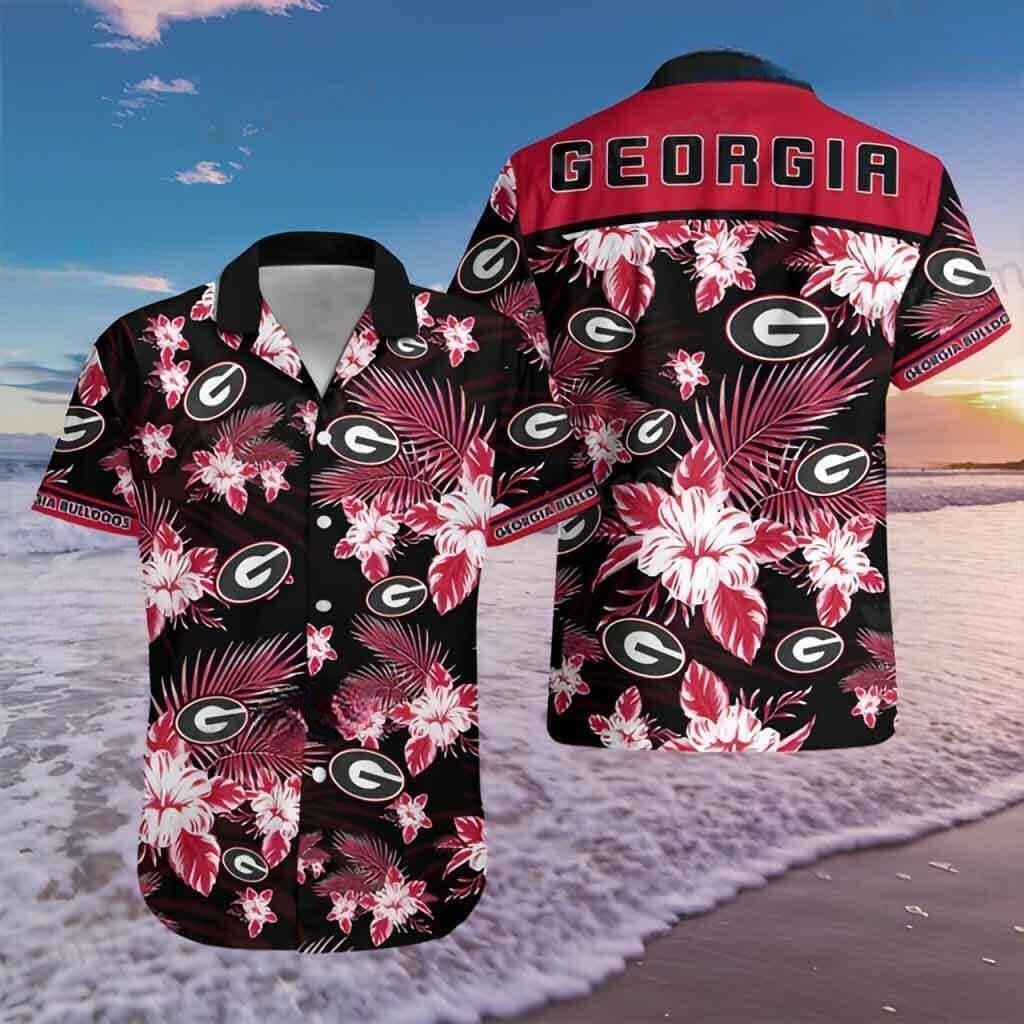 Georgia Bulldogs UGA Hawaiian Shirt Tropical Flower All Over Print