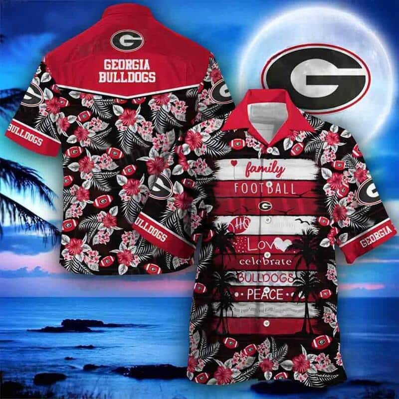 Family Football Love Celebrate Georgia Bulldogs UGA Peace Hawaiian Shirt