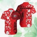 Georgia Bulldogs UGA Hawaiian Shirt Tropical Flowers Leaves & Tribal Pattern Georgia Bulldogs UGA Hawaiian Shirt Tropical Flowers Leaves & Tribal Pattern