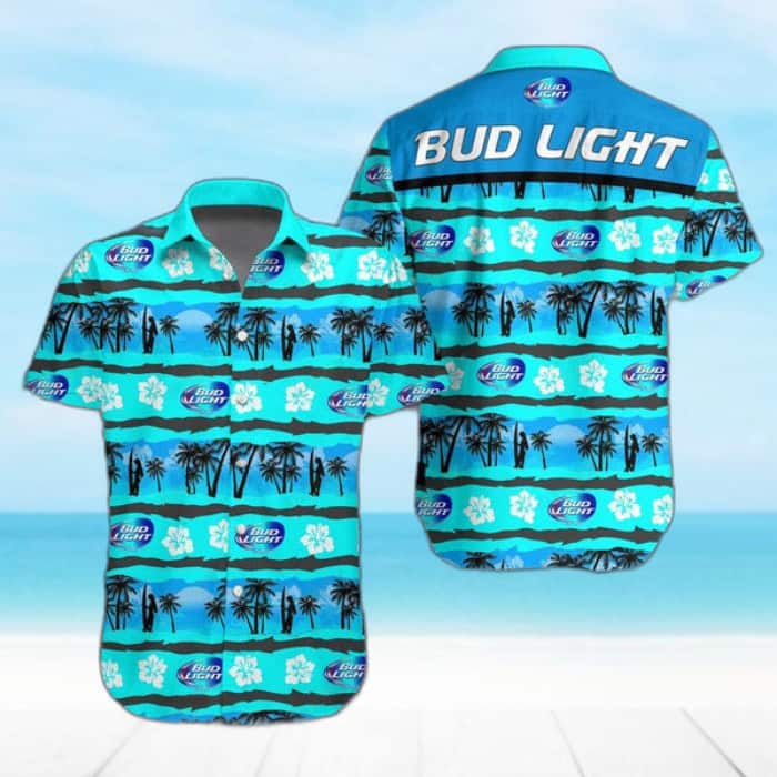 Turquoise Bud Light Hawaiian Shirt Gift For Beach Lovers