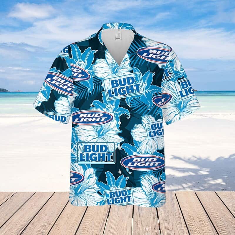 Cool Bud Light Hawaiian Shirt Tropical Flower Pattern Cool Bud Light Hawaiian Shirt Tropical Flower Pattern