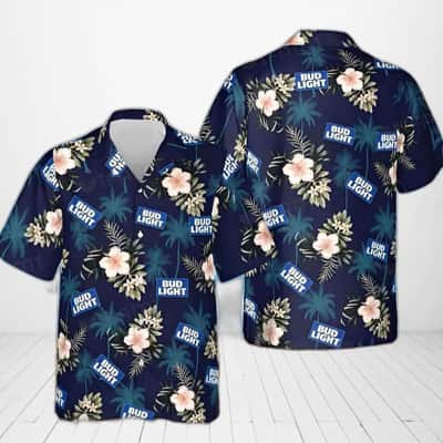Bud Light Hawaiian Shirt Tropical Flowers Father's Day Gift For Beach Lovers