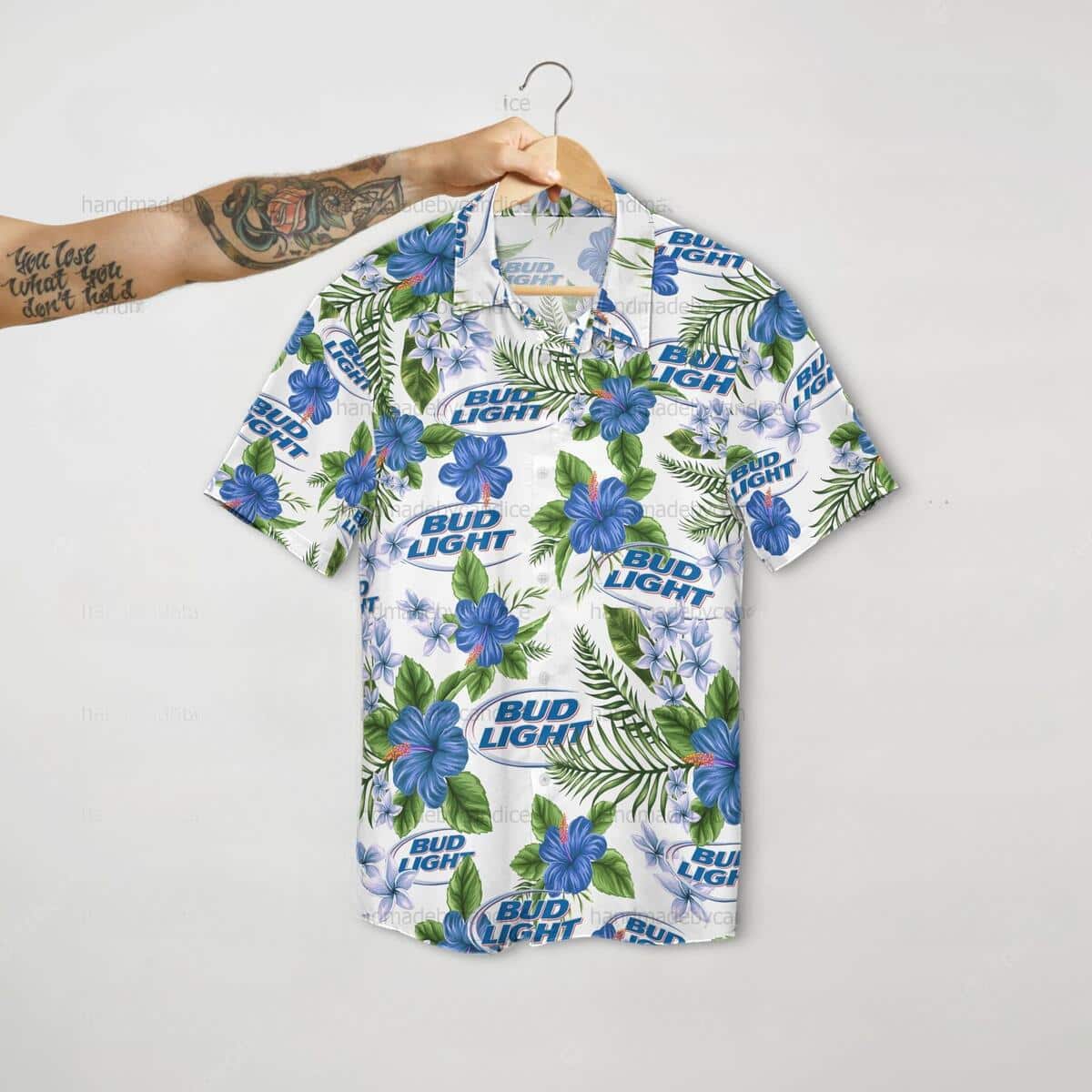 Bud Light Hawaiian Shirt Tropical Flowers Summer Beach Gift