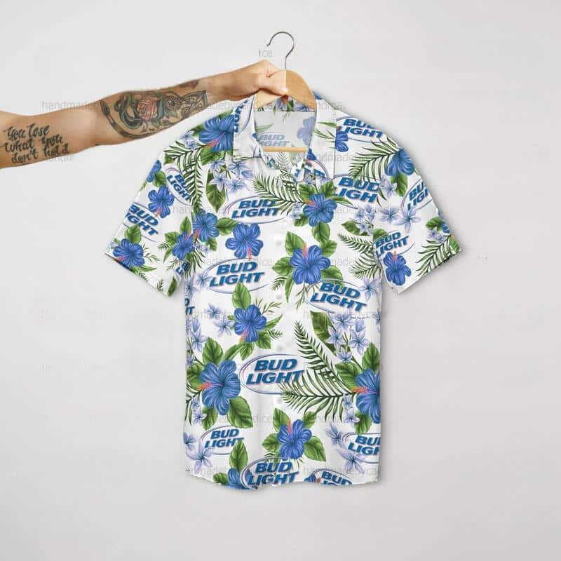 Bud Light Hawaiian Shirt Tropical Flowers Summer Beach Gift Bud Light Hawaiian Shirt Tropical Flowers Summer Beach Gift