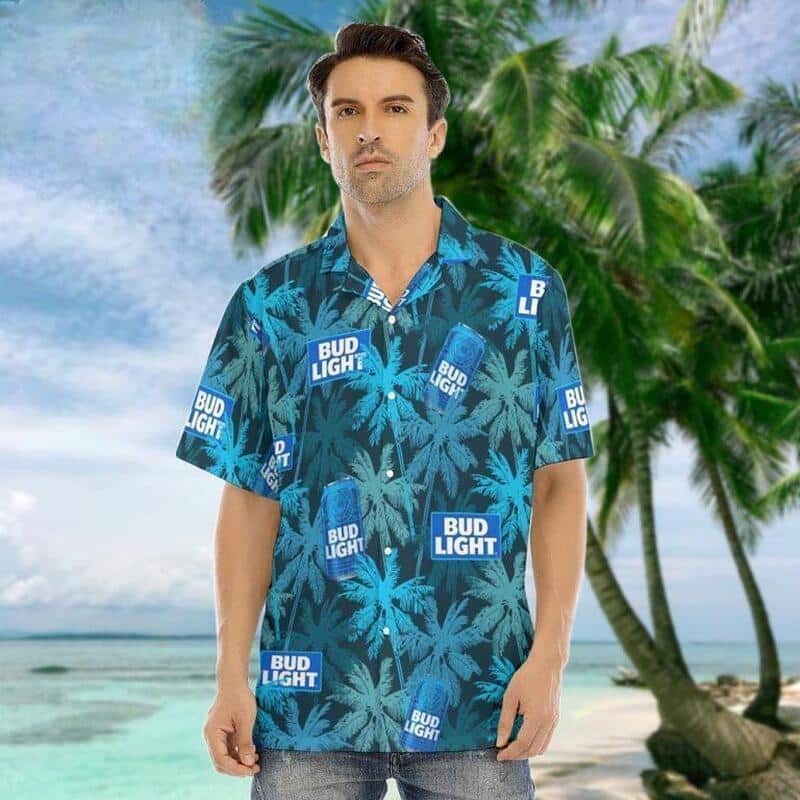 Bud Light Hawaiian Shirt Tropical Palm Tree Practical Beach Gift Bud Light Hawaiian Shirt Tropical Palm Tree Practical Beach Gift