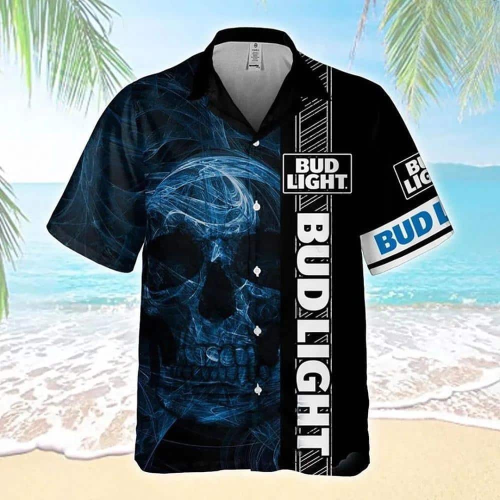 Bud Light Hawaiian Shirt Smoke Skull Gift For Beer Lovers