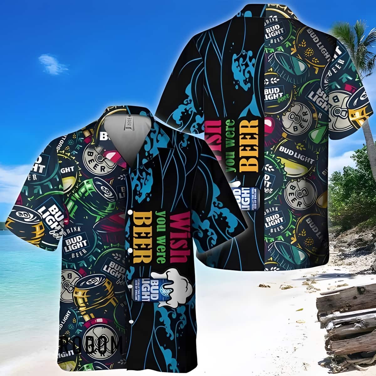 Bud Light Hawaiian Shirt Wish You Were Beer Summer Beach Gift