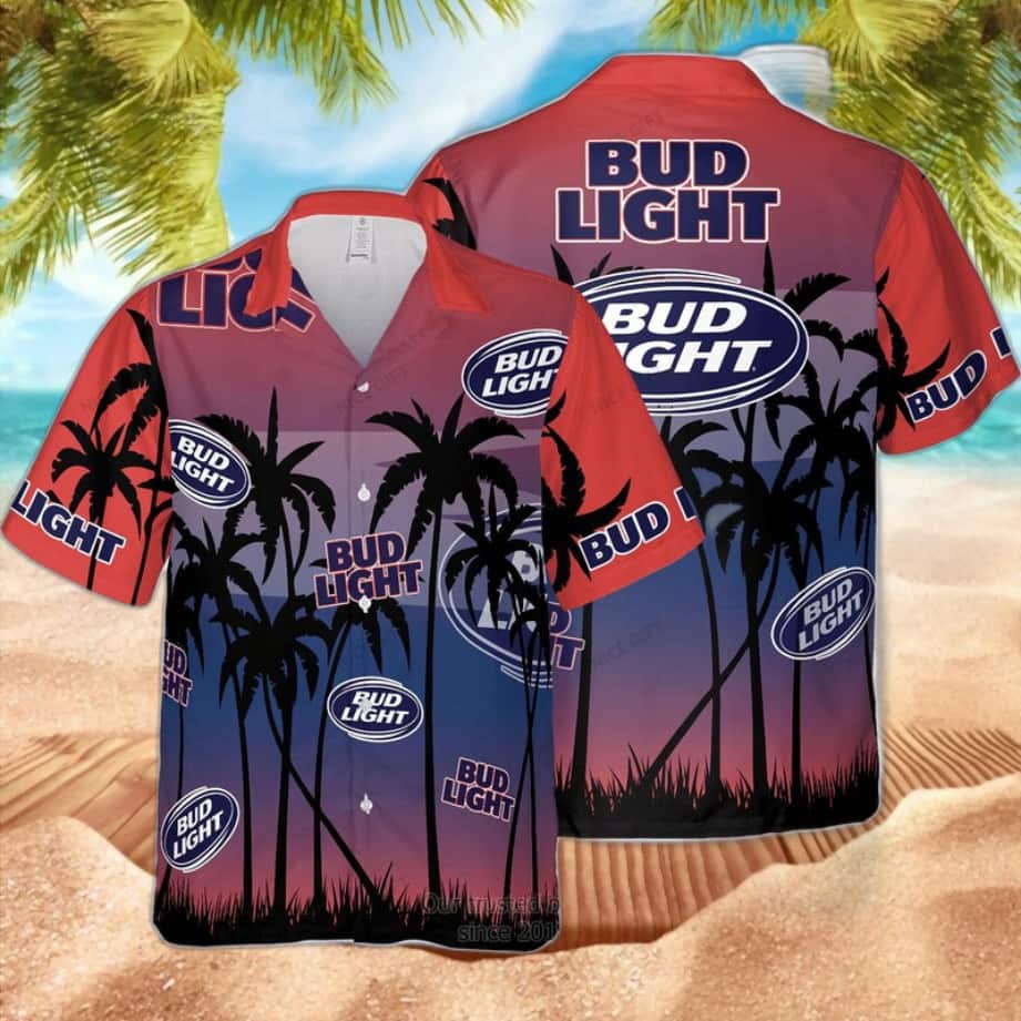 Bud Light Hawaiian Shirt Summer Vibes Palm Tree Beach Lovers Gift